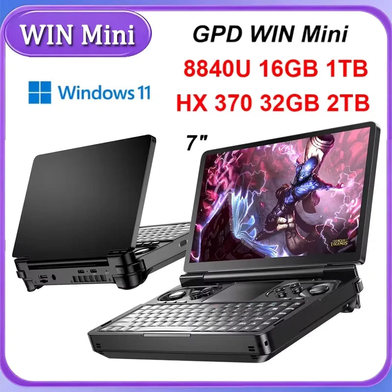 2026 New Arrival GPD WIN Mini AMD AI 9 HX 370 32GB RAM 2TB PCIE4.0 7 Inch Pocket Handheld Game Console Laptop