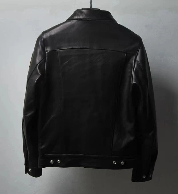 Limited Edition Genuine Leather Motorcycle Jacket Men's Slim Fit Sheepskin Coat Youthful Trend Short Style Long Sleeve