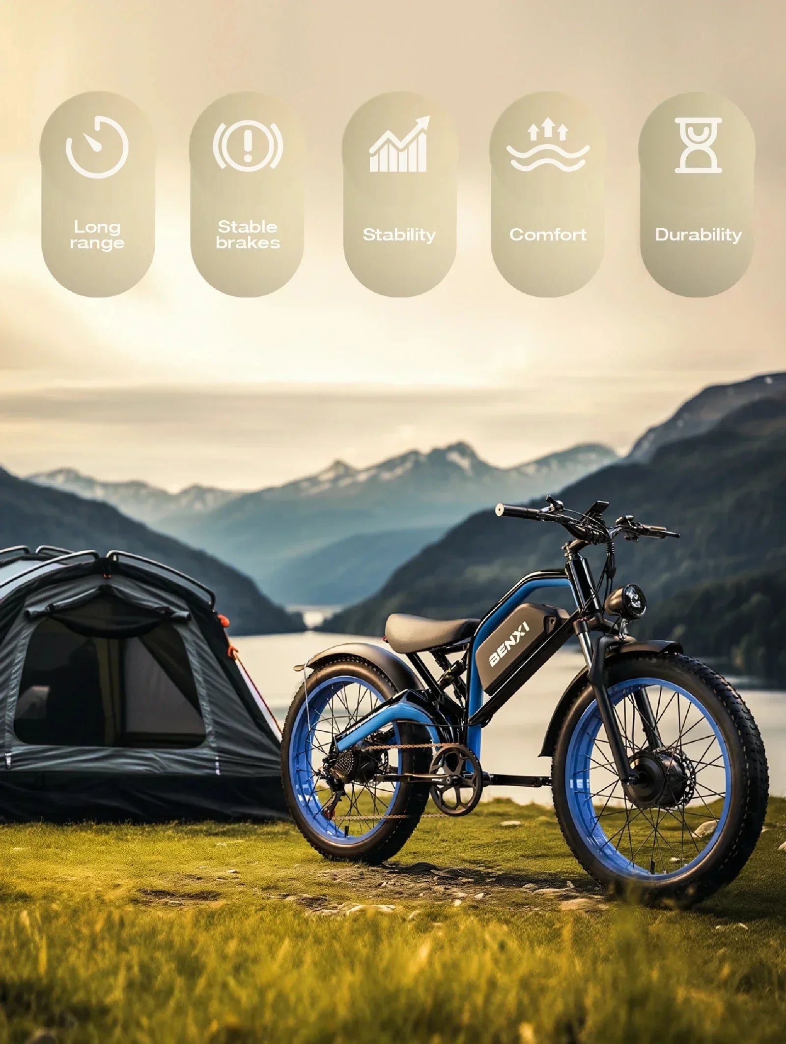 Electric bicycle 4000w motor 52v32ah battery 65km/h Electric bike 26 inch shock absorption mountain off-road mountain E-bike