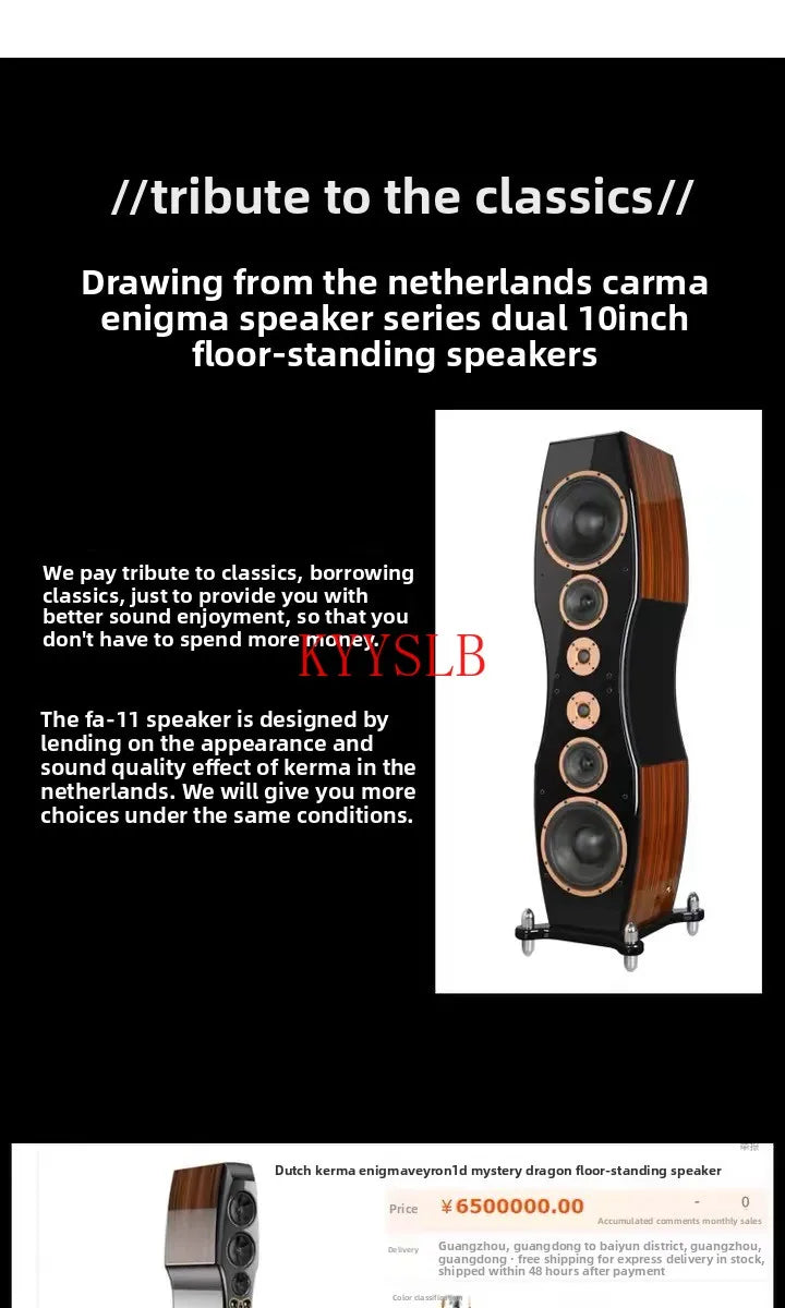 400W Dual 10-inch High-power Floor-standing Speakers Carbon Fiber Units High-fidelity Passive Speakers Home Front Audio 4ohm
