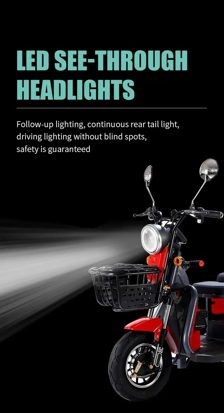 D185 New Three-wheeled Electric Bicycle Ticycle 48V/60V Three-wheeled Electric Motorcycle