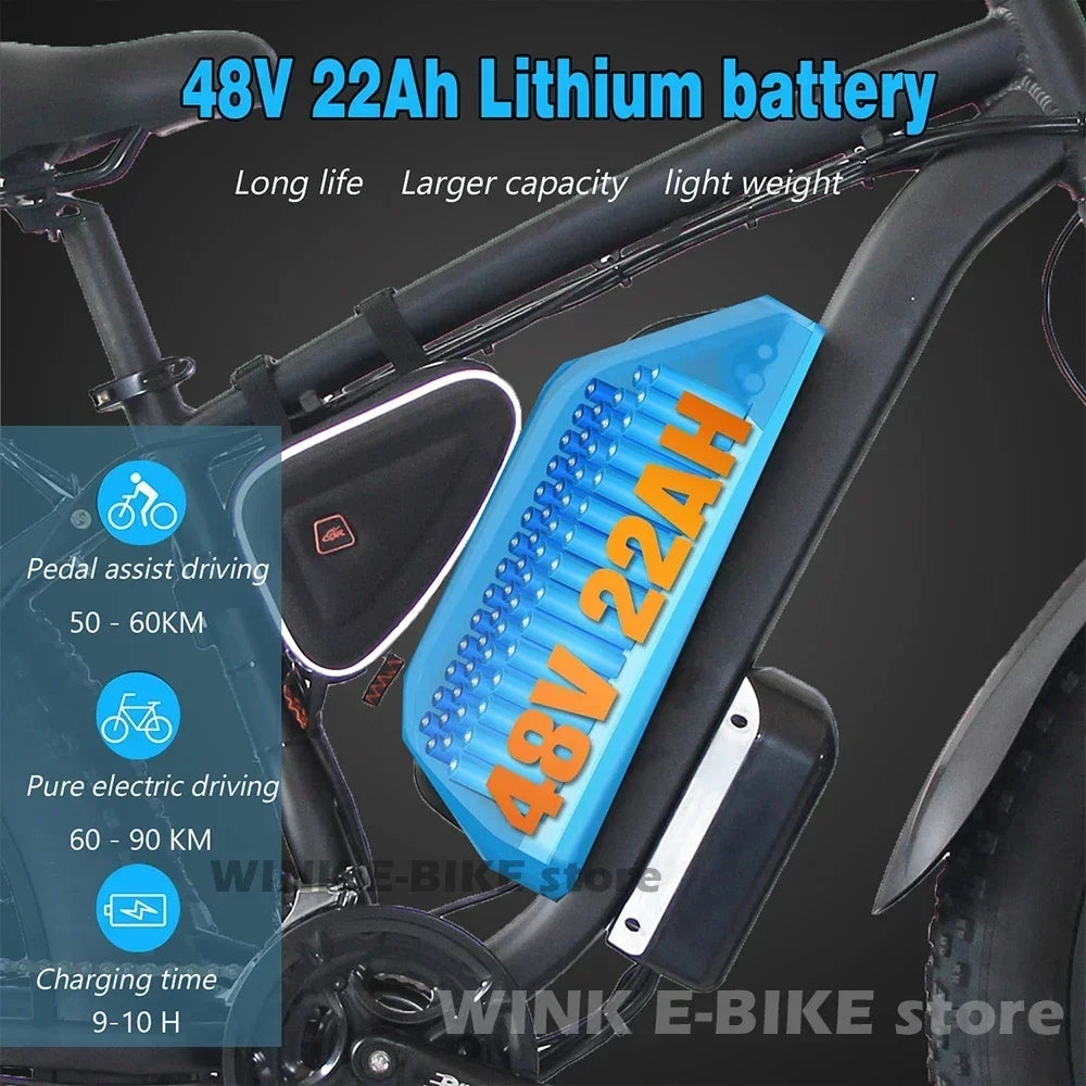 City Electric Bicycle 48v 22.4 ah battery adult 2000W Dual Motor 26 inch tire All terrain Hydraulic brake multi-function E-bike