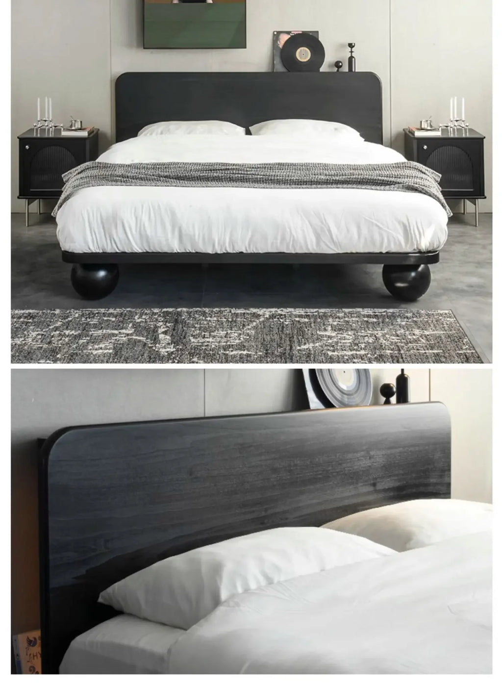 European Headboard Bed Frame Double Wood Elegant Nightstands Twin Bed Frame Queen Size Full Cama Moderno Lujo Home Furniture