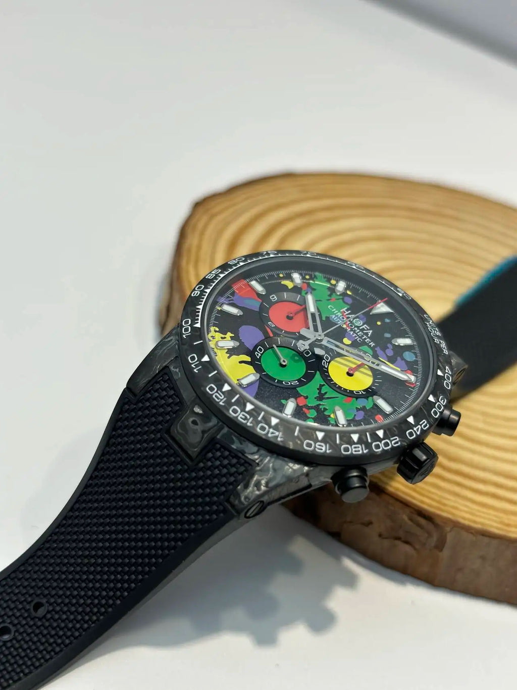 Haofa Carbon Fiber Chronograph Watch Automatic Mechanical Watches for Men Sapphire Waterproof Watch Cool Multi-function 2366