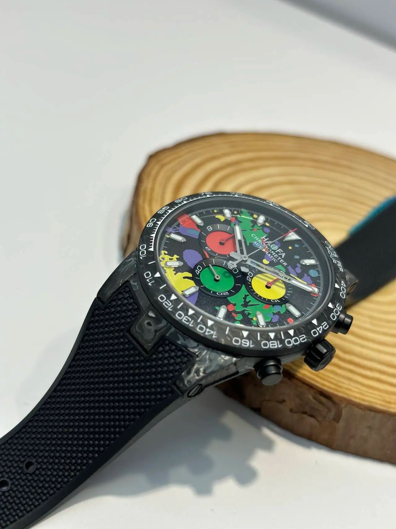 Haofa Carbon Fiber Chronograph Watch Automatic Mechanical Watches for Men Sapphire Waterproof Watch Cool Multi-function 2366