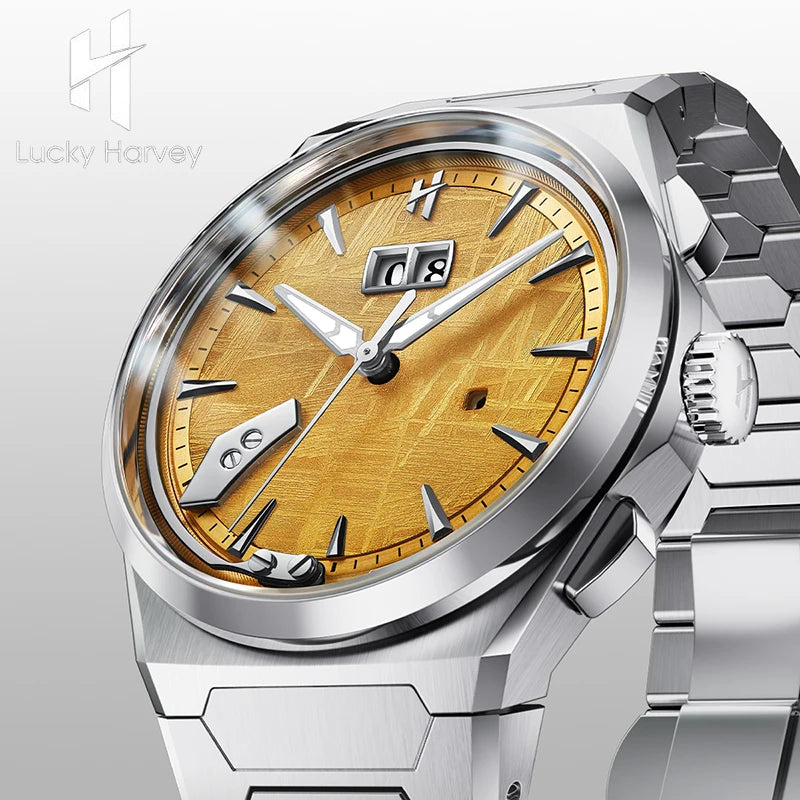 Lucky Harvey Meteorite Pattern Dial Chiming Watches Self-sounding Grade 5 Titanium Alloy Automatic Mens Wristwatch New Limited