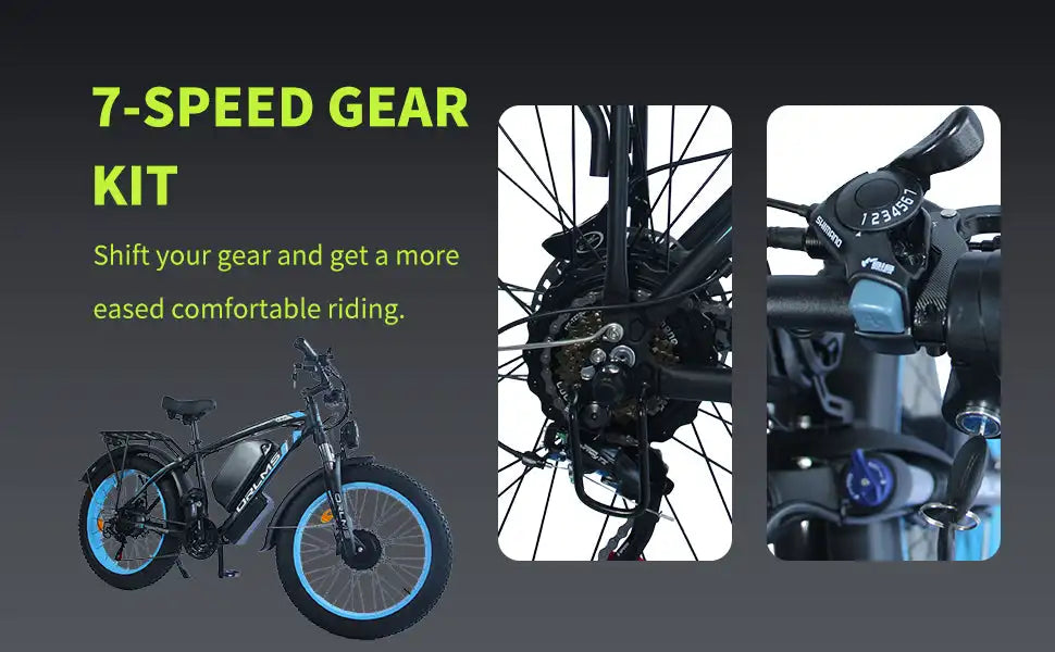 3000W E-Bike 60V 25Ah Dual Motor 38 MPH 26" Fat Tire Electric Bicycle for adults