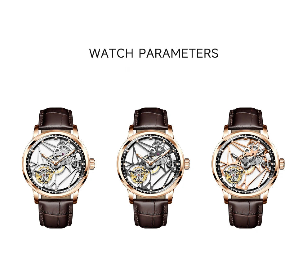 Haofa Skeleton Tourbillon Mechanical Man Watch 1925B Luxury Simple Hollow Tourbillon Movement Men Watches Business