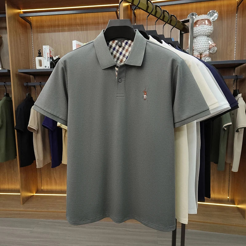 Designer luxury brand short sleeve polo shirt men summer trend striped hot selling Paul embroidery business casual golf T-shirt