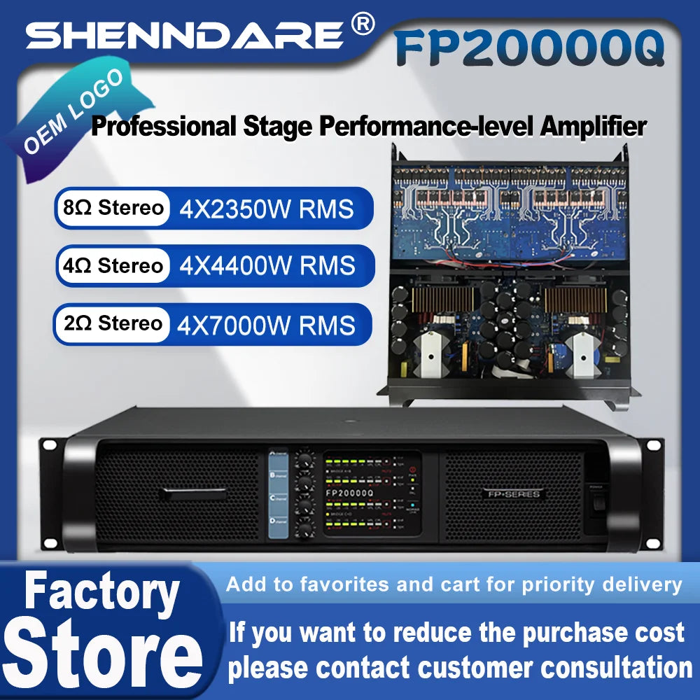 FP20000Q 4x7000W Professional Power Amplifier 4 Channels Audio DJ Subwoofer Preamplifier Class TD Line Array Speaker Amplifier