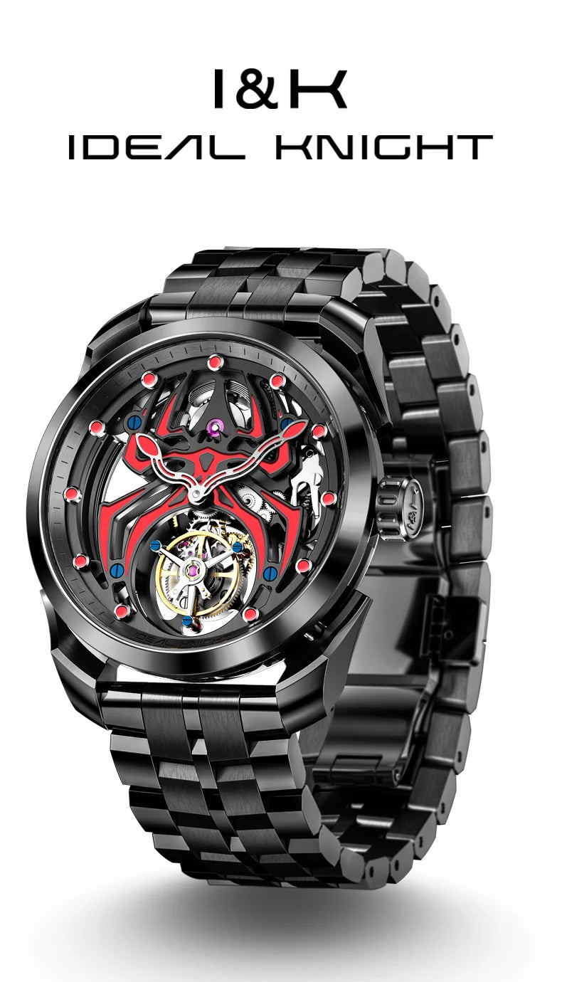 IDEAL KNIGHT 6802 Tourbillon Hollow Men Automatic Mechanical Watch Limited Edition Spider Dial HD Night Light Men Original Watch