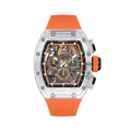 CRONUSART Men Chronograph Watch Tonneau Mechanical Wristwatch Sapphire Case & Mirror Luminous FKM Strap Skeleton Dial