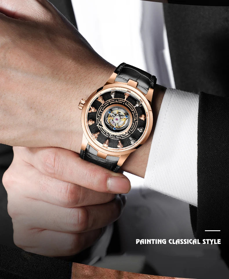 Haofa 2000 Center Tourbillon Movement Man Watch Luxury Sapphire Zodiac Tourbillon Mechanical Mens Watches Limited Edition