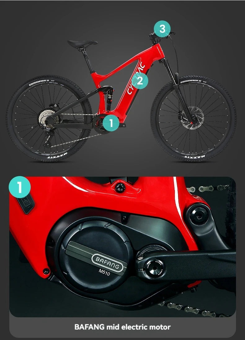 Hot Selling CYCTRAC Electric Bicycle Carbon Fiber Frame Electric Bike 29 Inch Electric Mountain Bike With Full Suspension