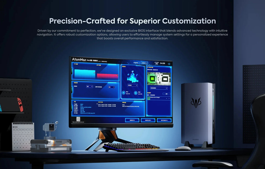 AtomMan Mini PC Gaming Desktop Workstation G7 Ti I9 14900HX I7 14650HX NVI-DIA RTX 4070 8G GDDR6 2xDDR5 Powerful Computer WiFi7