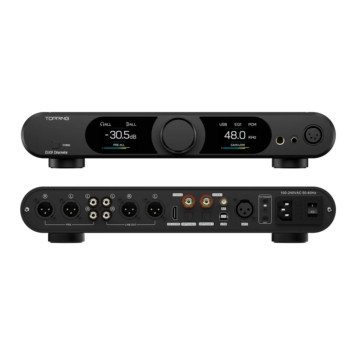 TOPPING DX9 Discrete Fully Balanced DAC & Headphone Amplifier Ten-Band PEQ XU-316 DSD512 768kHz/32bit Bluetooth LDAC