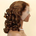 Romance Wave 13x4 Lace Frontal Human Hair Wig #4 Brown Colored Loose Wavy Transparent Lace Front Wigs For Black Women PrePlucked