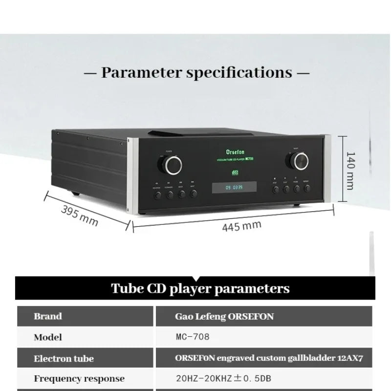1:1 Clone Mcintosh MC708 CD Player Pure Bile Vacuum Tube 12AX7 HiFi PCM1794 Lossless Dual Decoding RCA/XLR Output
