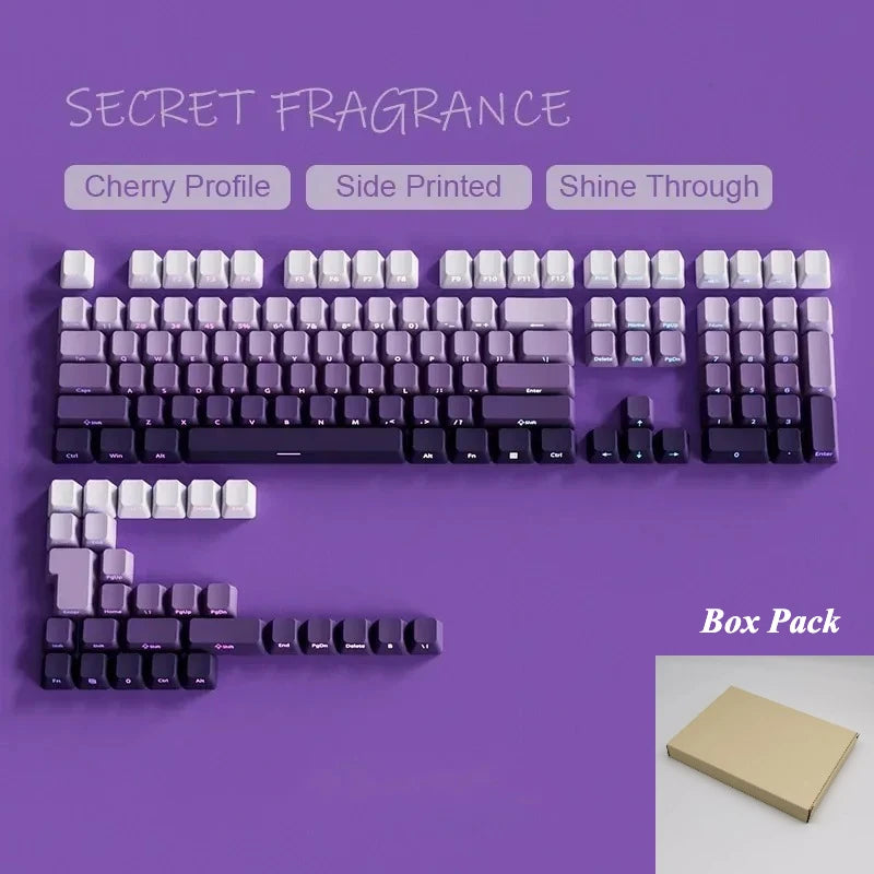 2025 New Original Daylight Cherry Keycaps PBT Translucent Gradient Color Side Engraving Personalized for MX Mechanical Keyboards