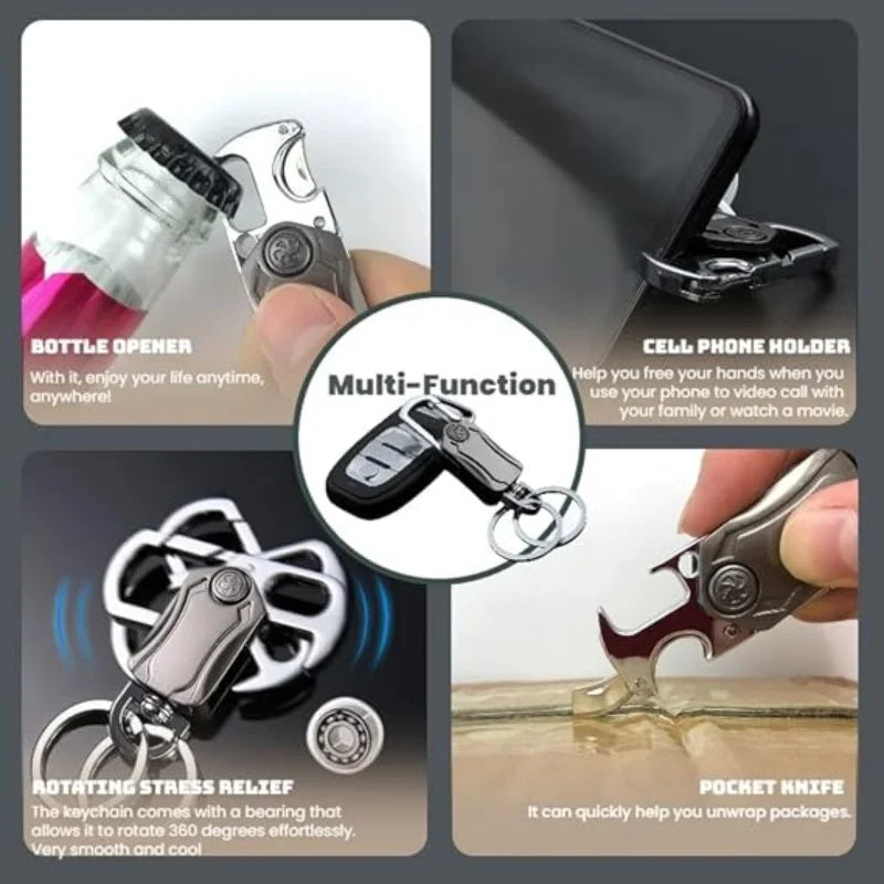 Stress Relief Gyro Keychain Multi-Functional Keychain Toy Relaxing Fidget Spinner Key Holder