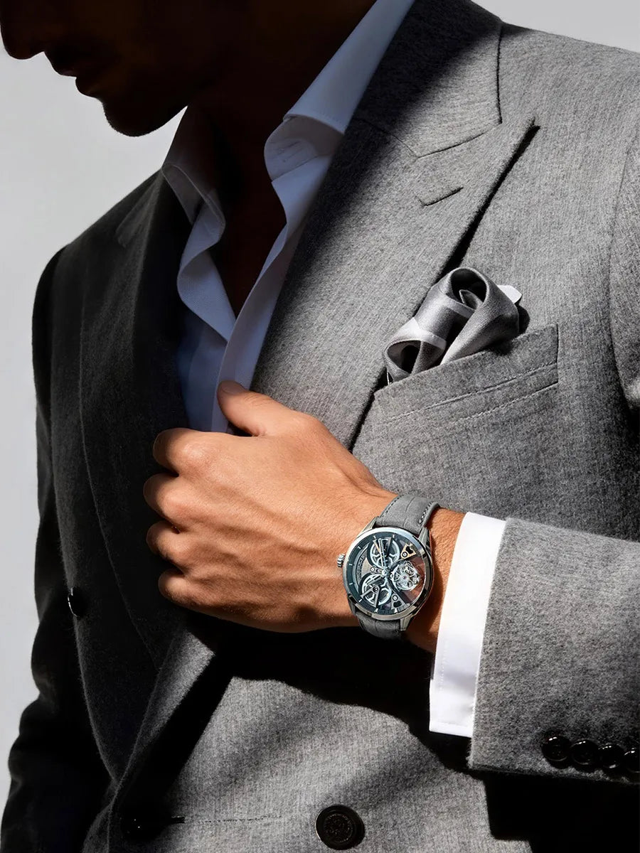 AGELOCER Free-sprung Balance Manta Tourbillon Watch Gold Watch Men's Luxury Skeleton Manual Mechanical Watch Gifts for Men