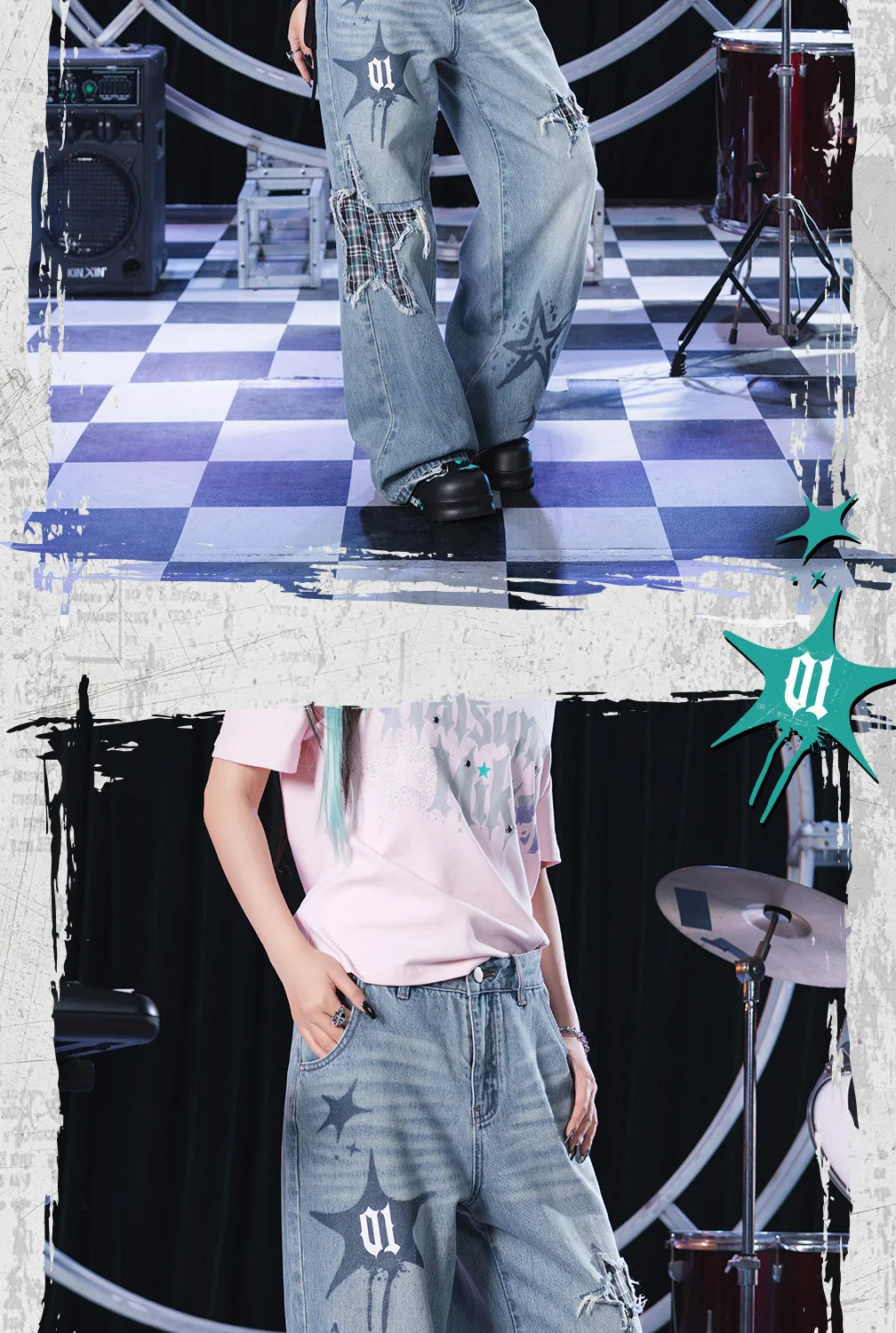 Moeyu Hatsune Miku Women Denim Trousers Jeans Pants Vocaloid Cosplay Casual Costume Woman Clothing Girl Punk Pant Streetwear