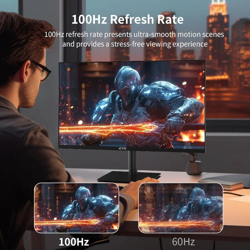 27 Inch QHD Computer Monitor, 2K 100Hz IPS Gaming Monitor, 1440P Frameless Eye Care PC Office Monitor with /DP, FreeSync & G