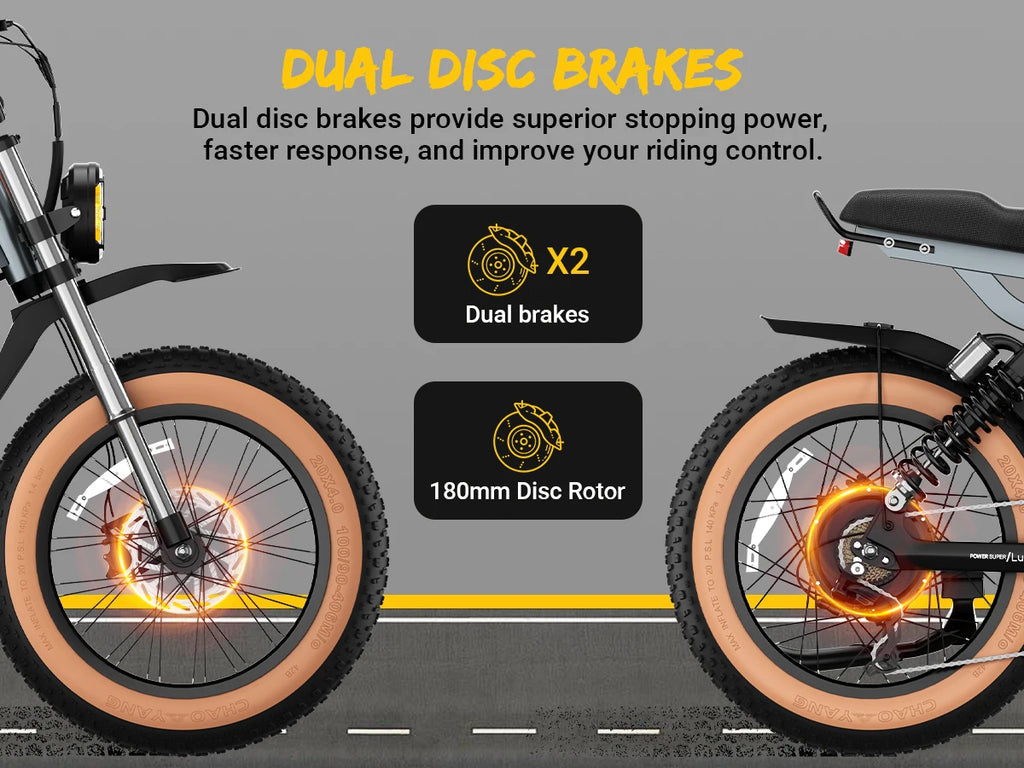 E-Bike 1500W Motor 52V20AH All-terrain Fully Suspended Off-road Motorcycle Electric Bike 20*4.0-inch Fat Tire  Electric Bicycle