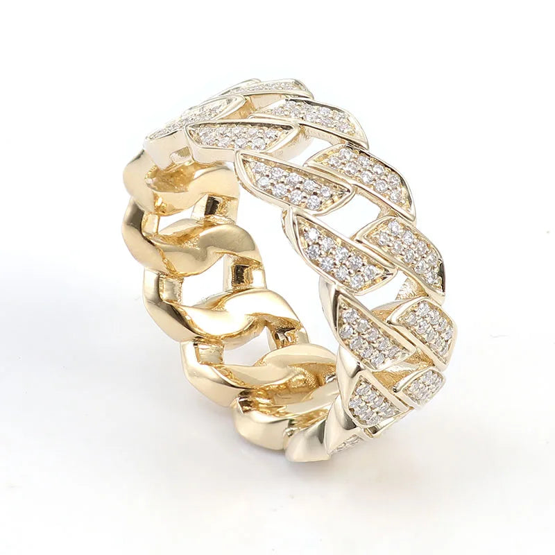 Provence 10K/14K/18K solid gold cuban link rings for men women DEF/VVS lab diamond rings custom hiphop jewelry rapper party gift