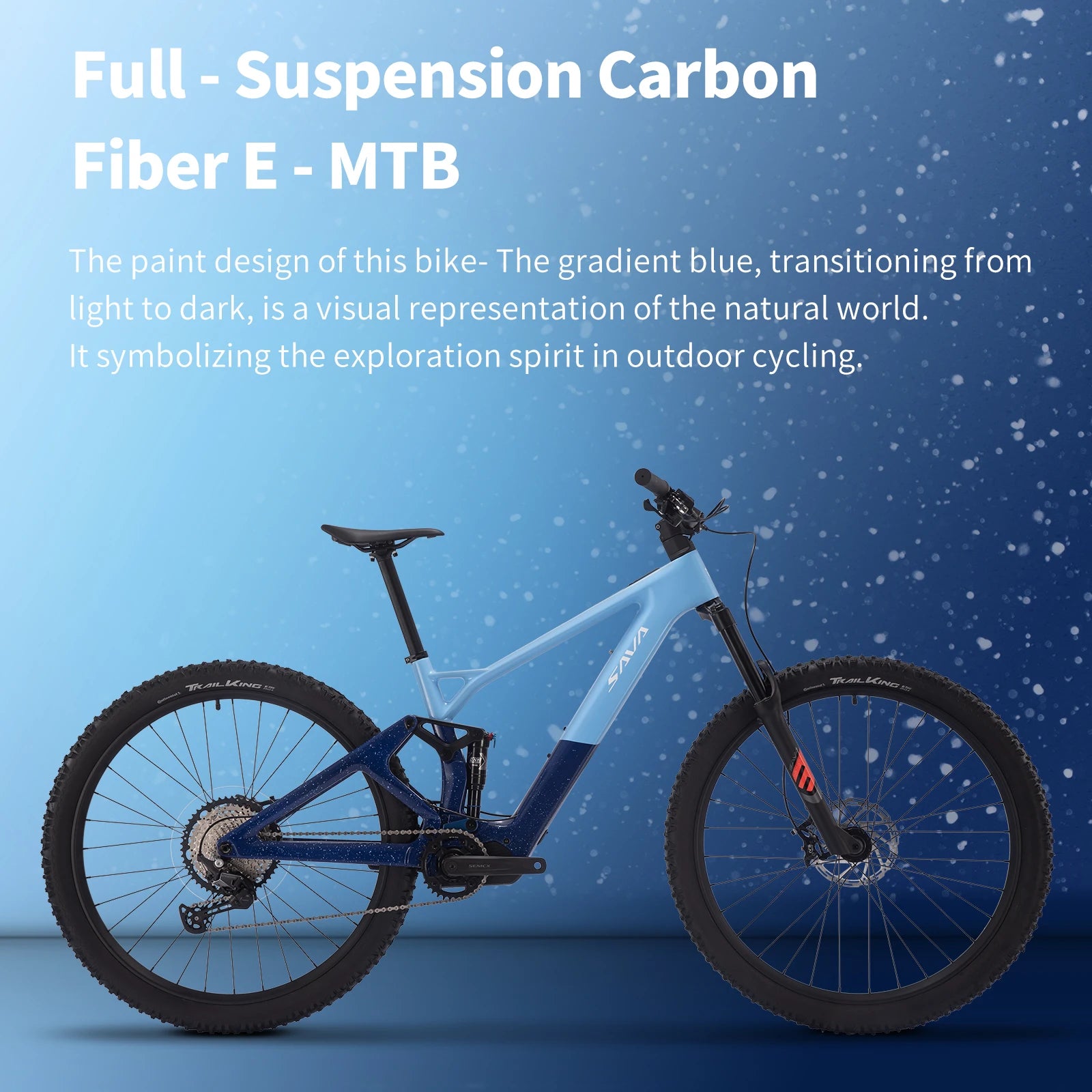 SAVA E-BIKE Full Carbon Fiber Mountain Bike Adjustable Air Suspension Fork 12-Speed Off-Road Electric Assist Mountain Bike