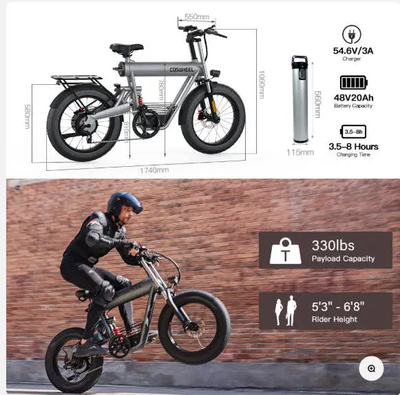 Coswheel T20 Electric bike peak 1500W motor 48V20AH battery Hydraulic brakes Electric Bicycle Off-road 45km/h off road E-bike