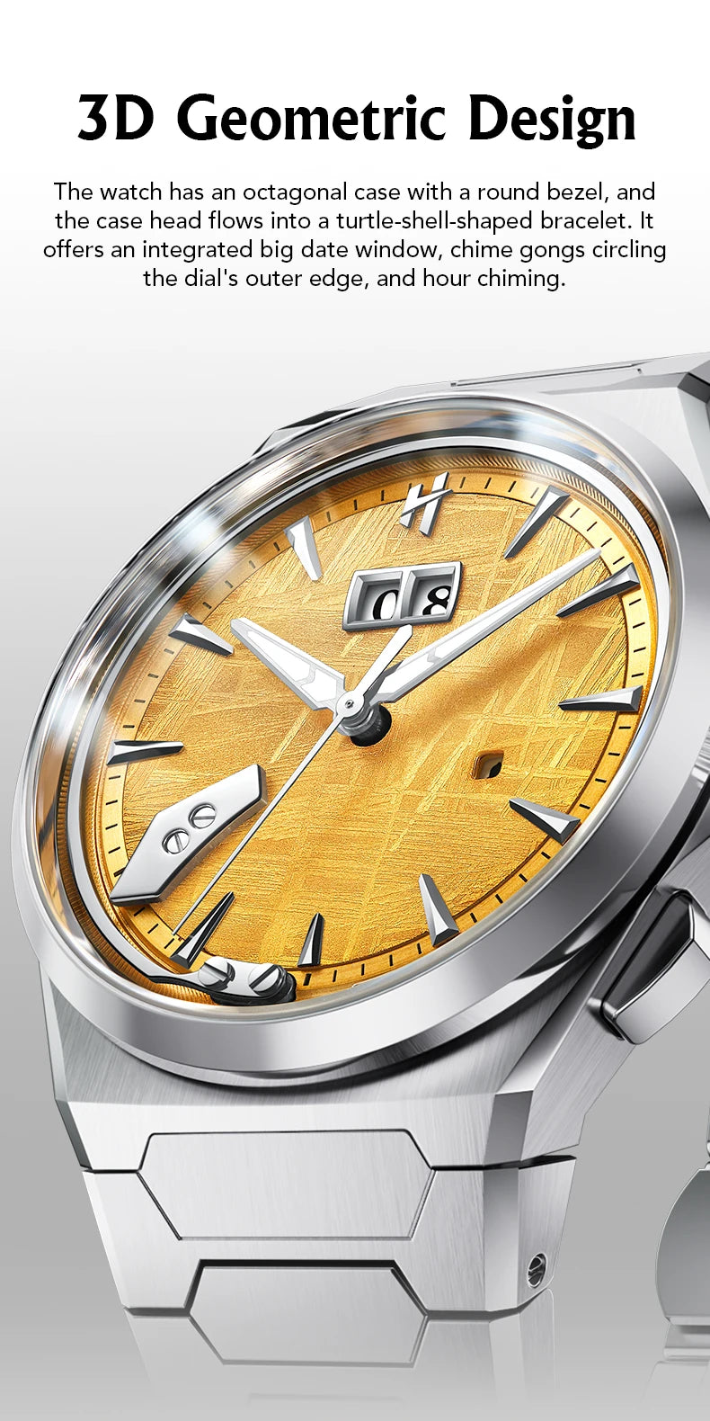 Lucky Harvey Meteorite Pattern Dial Chiming Watches Self-sounding Grade 5 Titanium Alloy Automatic Mens Wristwatch New Limited