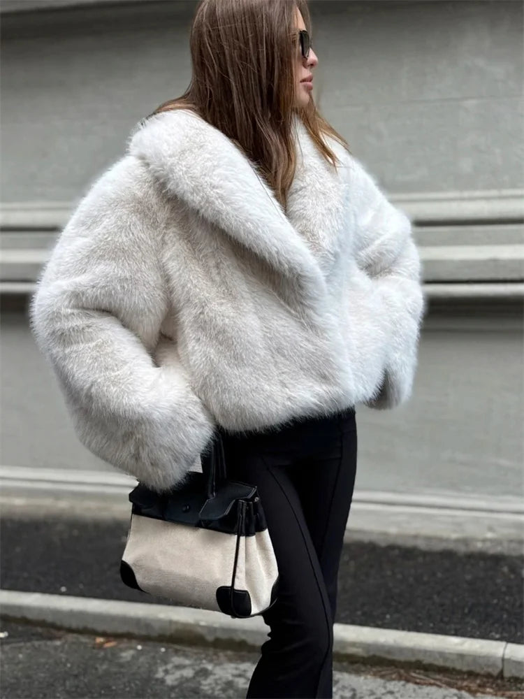 Tossy Winter Fashion Fur Feather Outwear For Women Lapel High Waist Warm Loose Long Sleeve Commute Coat Female Fur Feather 2025