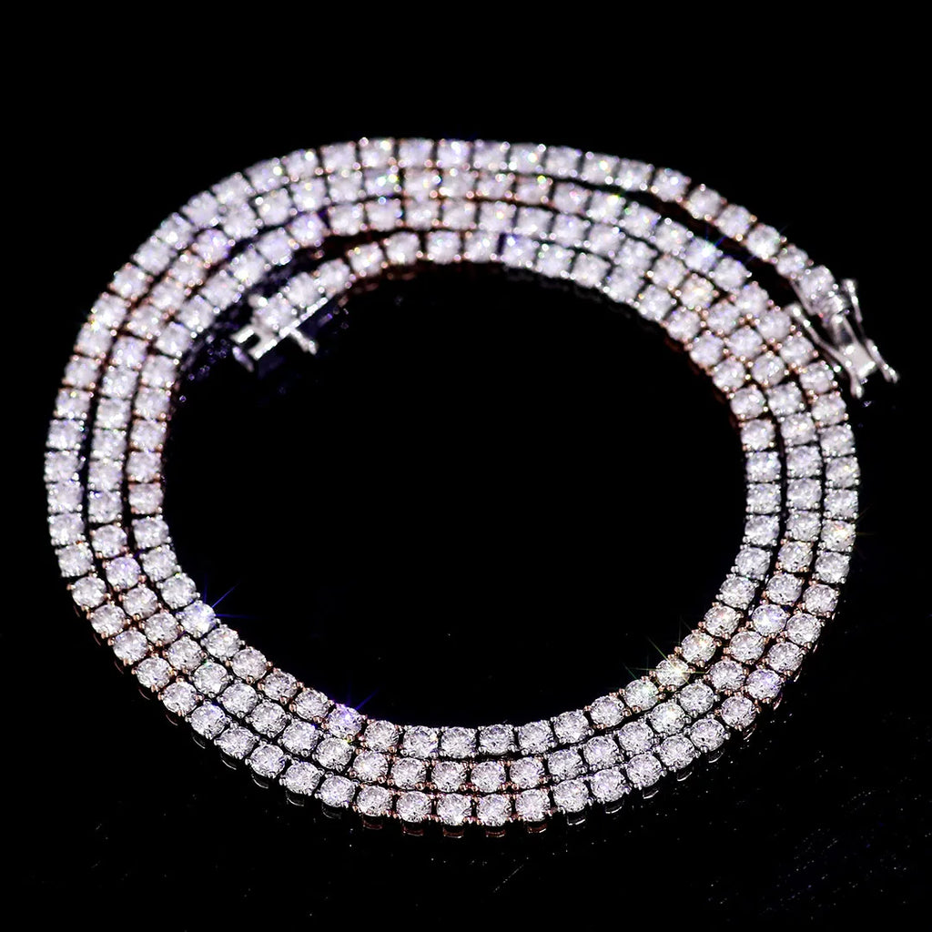 Provence Luxury Tennis Necklace 20In Rose White Gold DEF/VS Lab Diamonds Hip Hop Choker Punk Party jewelry Women Men Custom
