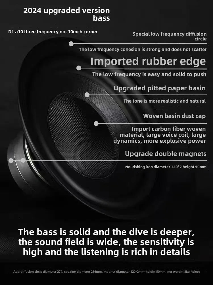 DF-A10 180W 10 Inch Fever Passive Bookshelf HiFi Speaker Two-Way Professional Audio Monitor Speakers High Power Speaker