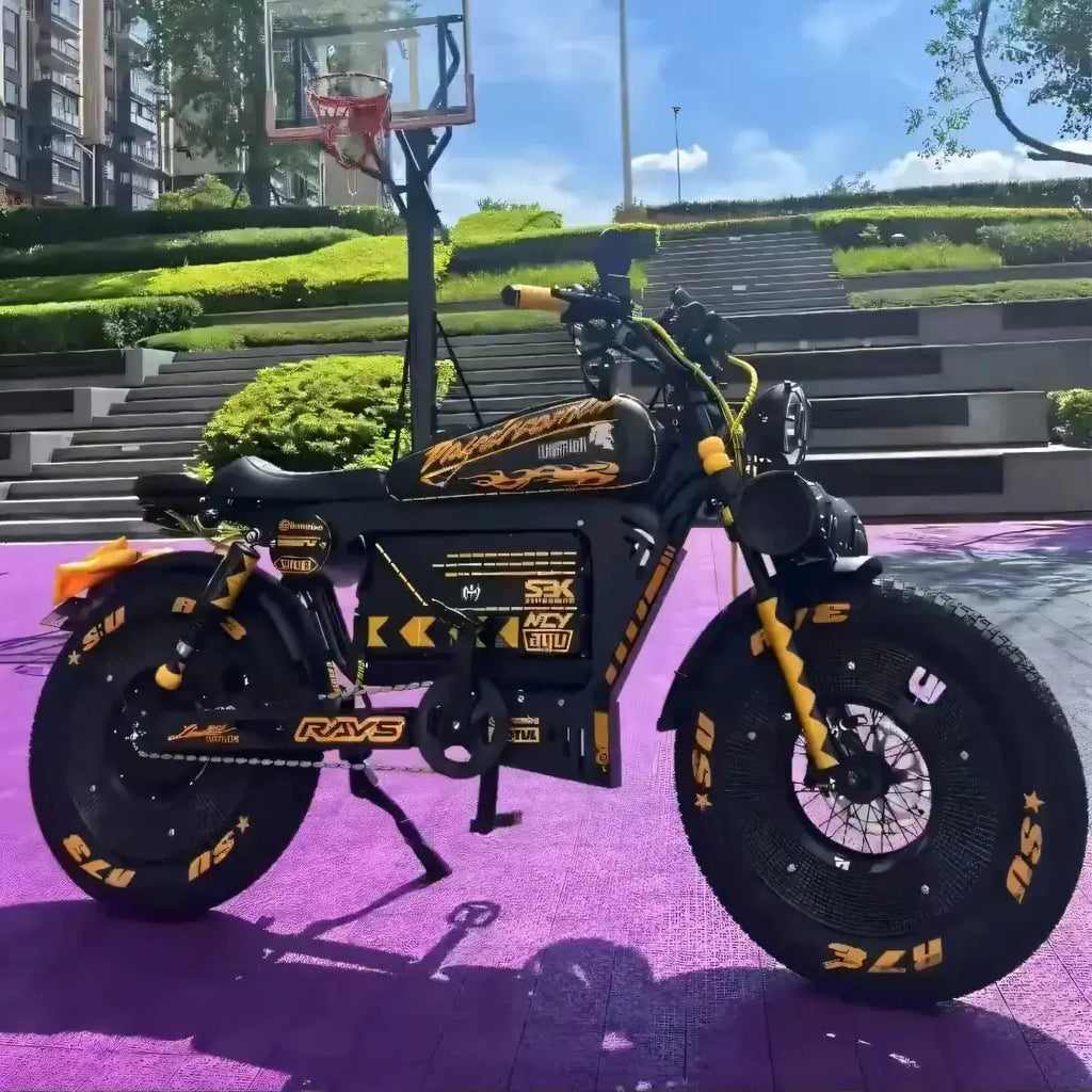 Ebike ZPW Black Warrior 3000W 60V 45AH Camping Motorcycle, Adult Electric Bike 20 Inch Fat Tire Electric Bike