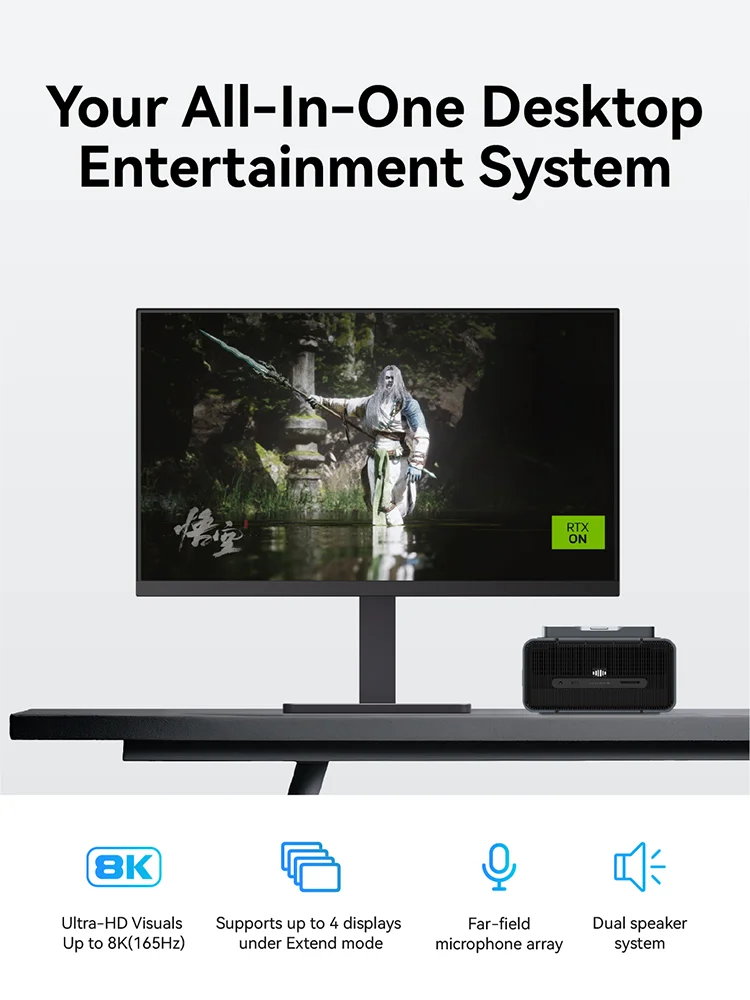 Khadas Mind Graphics 2 Geforce RTX 5060 Ti eGPU, GDDR7 External Graphics Card Docking Station, USB/2.5 Gbps/PD Charger/Mic/8K DP