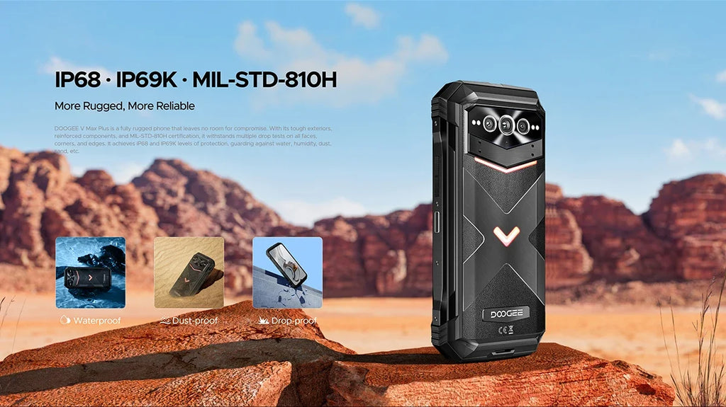 DOOGEE V Max Plus Rugged Phone 6.58" Display Dimensity 7050 Telephone Portable 36GB+512GB 22000mAh 200MP Smartphone Android 14