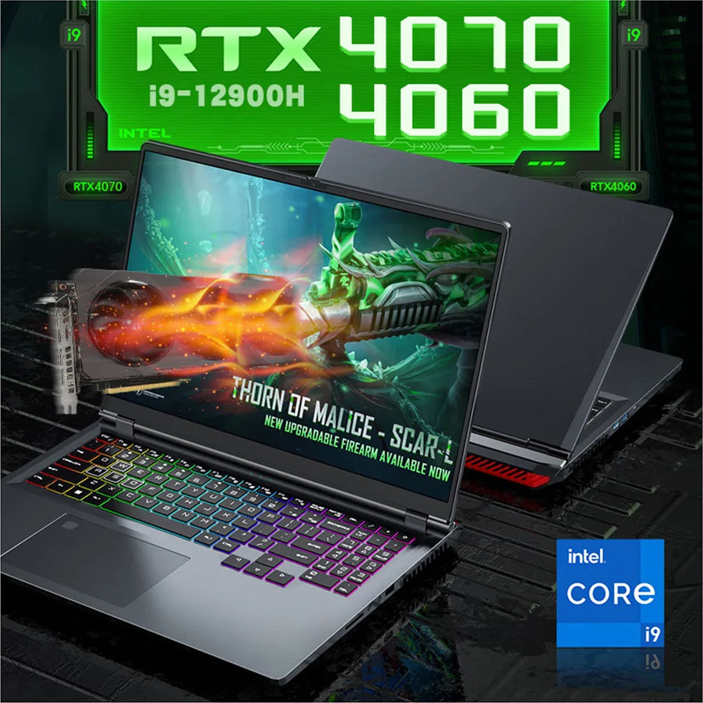 Hot Sales Brand New 16 Inch I9 12900H 14 Core RTX4060 8G Graphics Card Ultrabook Rj45 Gaming Aluminum Laptops