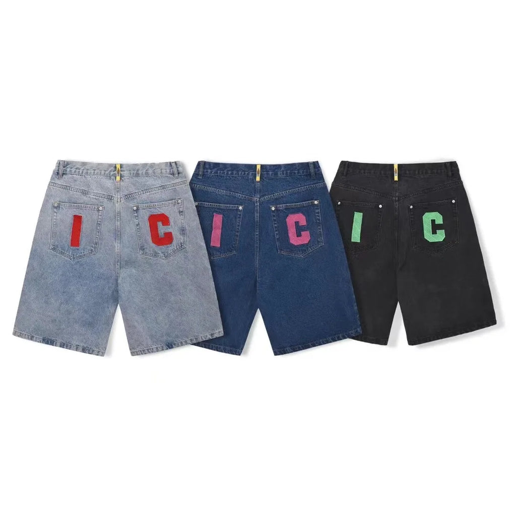 Top Quality Classic Printed Mens Casual Jeans Shorts Zipper Loose Fit Capri Men Denim Shorts Pants