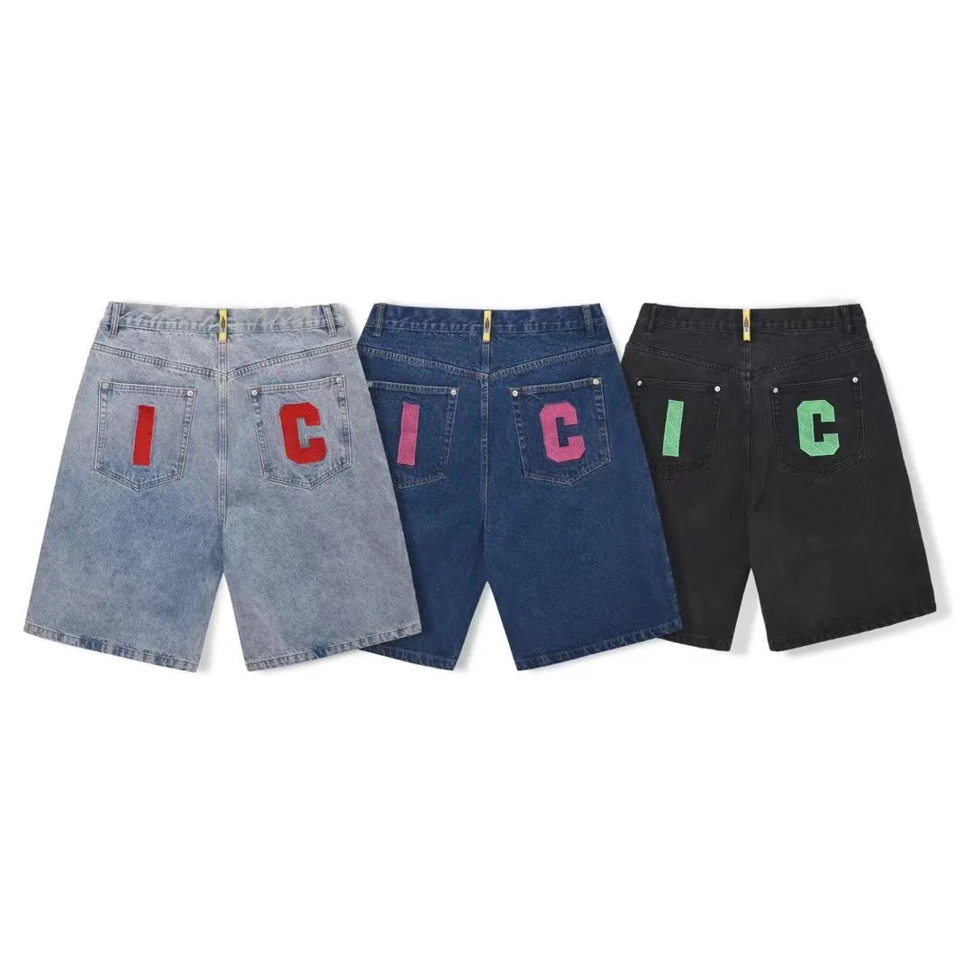 Top Quality Classic Printed Mens Casual Jeans Shorts Zipper Loose Fit Capri Men Denim Shorts Pants
