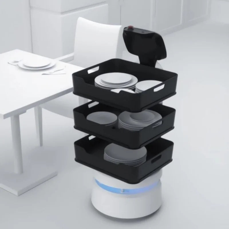Customized Amy Humanoid AI Robot Waiter for Restaurant / Coffee Shop Automatic Walk and Talk Meal Delivery Robot