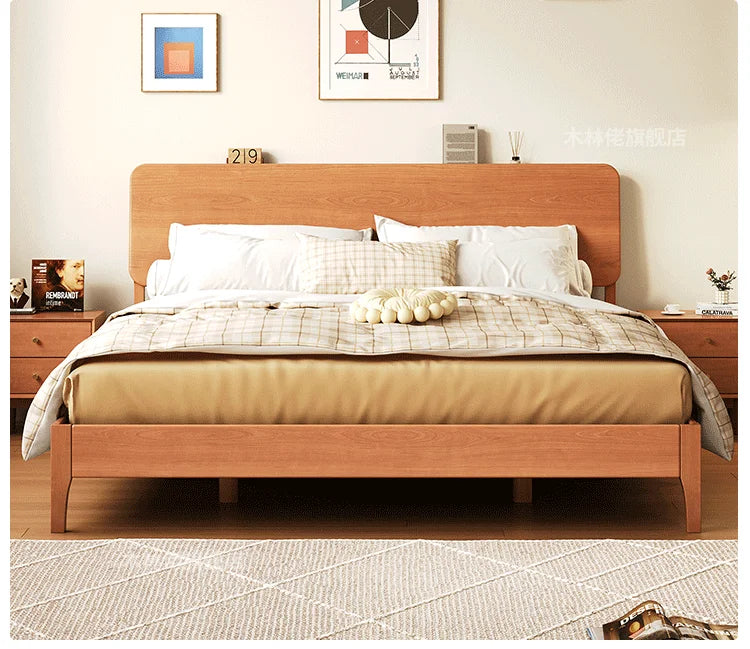Elegant Modern Bed Frame Simple Wood European Nightstands Queen Bed Frame Twin Full Size Cama Moderno Lujo Home Furniture