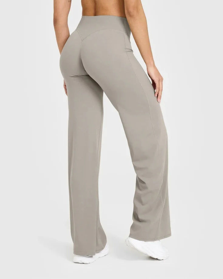 NCLAGEN SoftMotion Straight Leg Bottoms Women's Mid-Waist Yoga Pants GYM Leggings Naked Feel Pilates Running Sports Trousers
