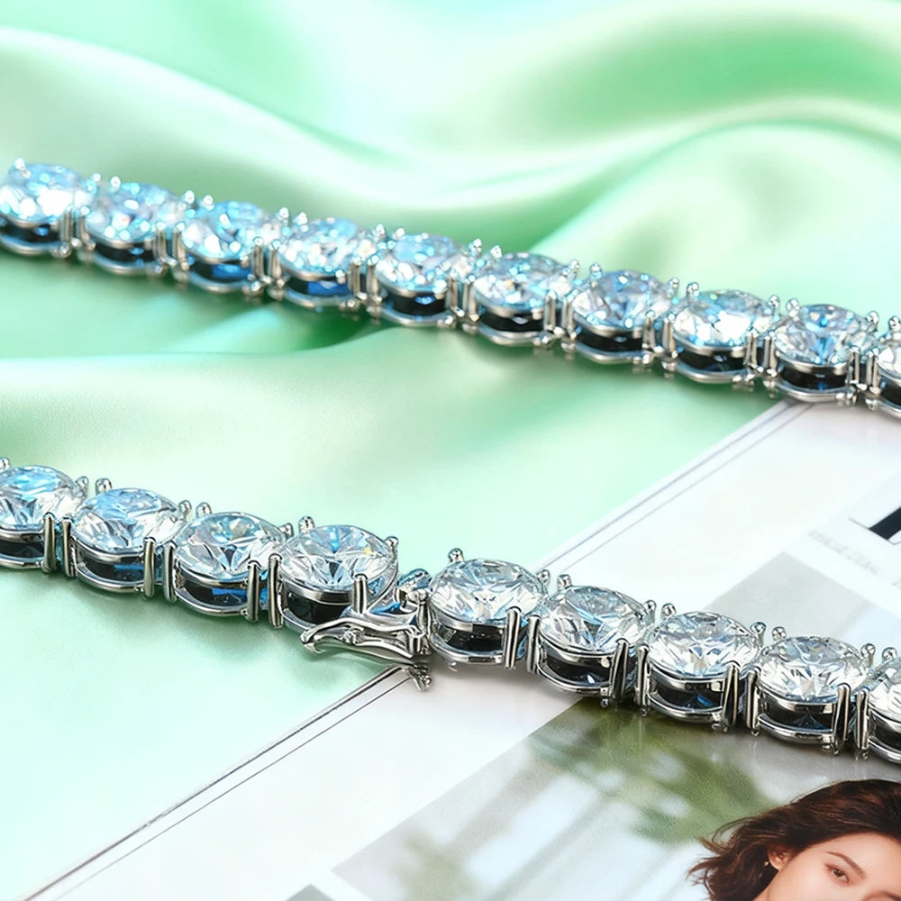 TEMGF Luxury Full 10mm Moissanite Necklace for Women Men Hip Hop Party Fashion Item 925 Silver Chain Wedding Neck Shiny Jewelry