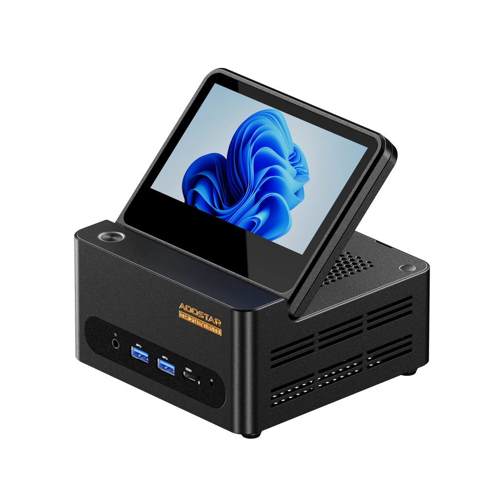 Aoos Mini Pc  G-FLIP AMD Ryzen AI9-HX370 Desktop 5 inch"  Screen USB4 OCuLink Wi-Fi7 Desktop Computer Mini Pc for Mac