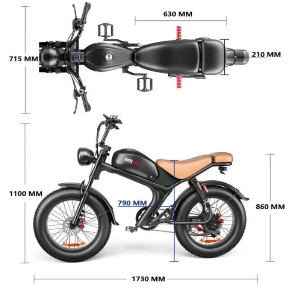 Dual Motor 20" Electric Bike 2000W E-Bike For Adults Bicycle  32mph Fat Tyre