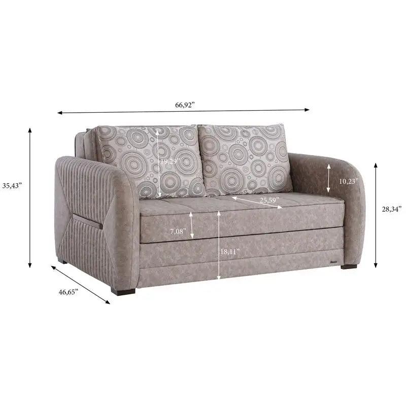 Convertible Loveseat with Storage, Upholstered, Beige, Ideal for Small Spaces, Modern Design, Comfortable Seating, Versatile
