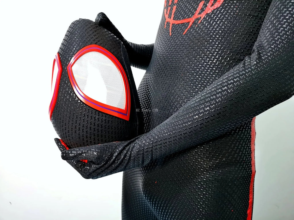 Miles Morales Spider-Man Jumpsuit & Mask Screen Printing 1:1 3D Handmade Customized Spiderman Suit Halloween Cos Costume Gift
