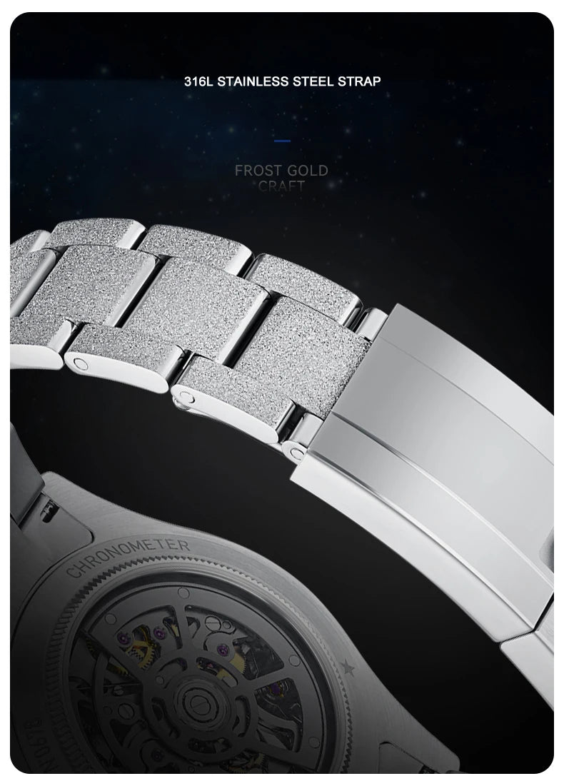 CRONUSART Men Chronograph Watch 40mm Vintage Automatic Mechanical Wristwatch Luminous Sapphire Mirror Ceramic Bezel